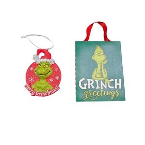 Dr. Seuss The Grinch Christmas Decor Light Up Canvas Sign and Ornament Set 2022